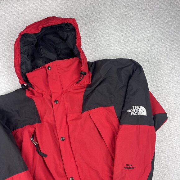 VTG The North Face Gore Activent Hooded Jacket Men M Retro Fire Red & Black Read - Picture 2 of 16